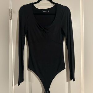 Abercrombie & Fitch Soft A&F Cozy Black Scoop Neck Bodysuit
